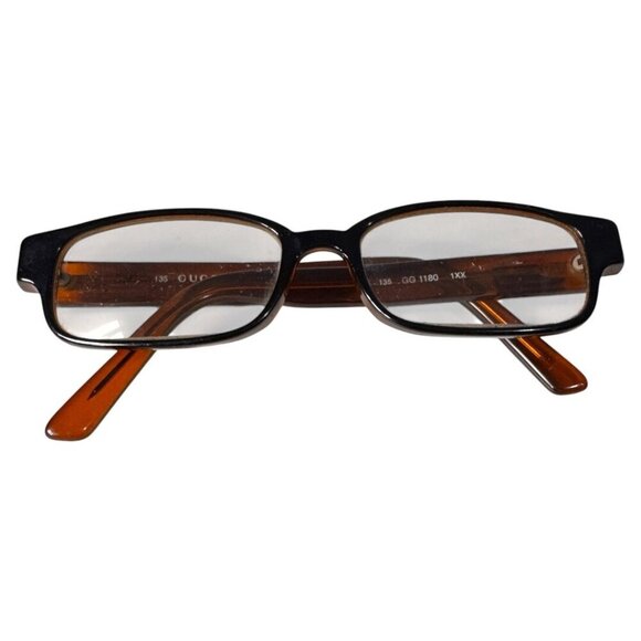 Gucci GG 1180 1XX Square Black Brown Clear Eyeglasses Optical Frame 52-16-140 - Picture 1 of 5